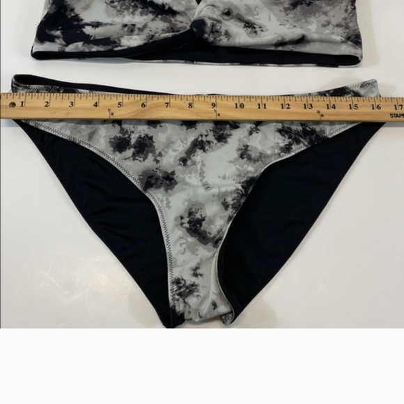 Victoria’s Secret Pink Reversible Marble Print Bikini Set Black Gray  Sz L - Picture 5 of 8